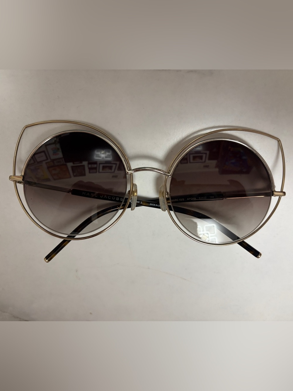 Marc Jacobs Gold Round Metal Cat Eye Sunglasses